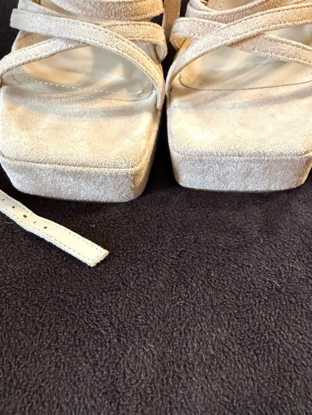 Lulus Kelsiey Light Nude Suede Platform Ankle Strap Heels Beige - Picture 8 of 11